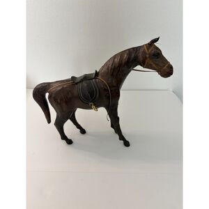 Brown leather horse Made in INDIA 14"L X 12"H western figurine